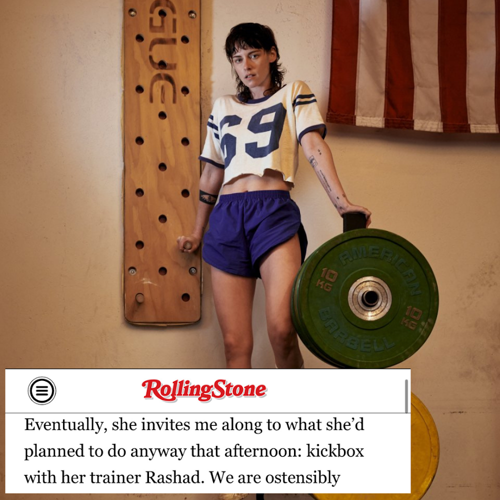 Kristen Stewart featured in Rolling Stone with trainer Rashad